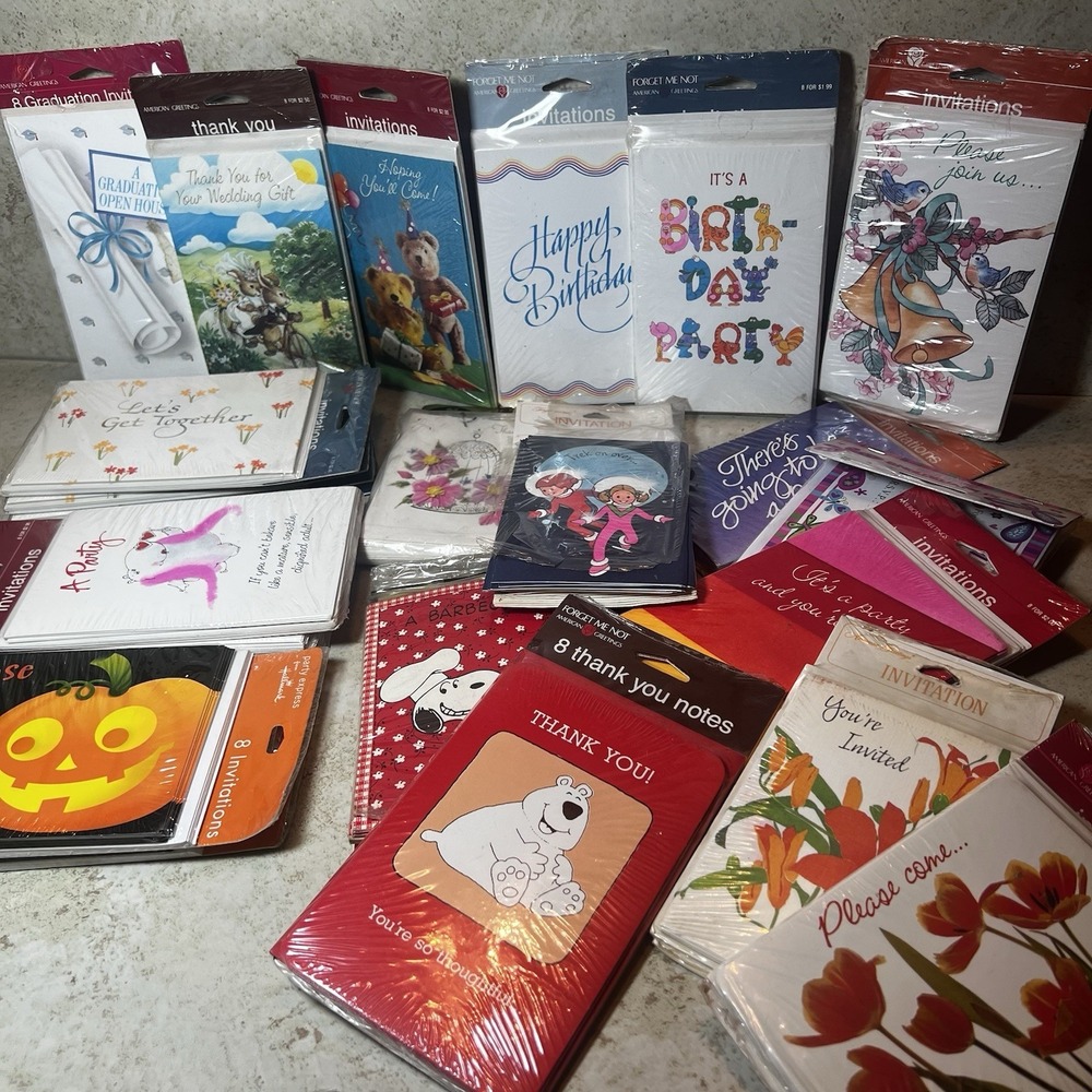 Vintage Party Invitations Sealed Lot Of 24 Packs Thank You Birthday Stationary